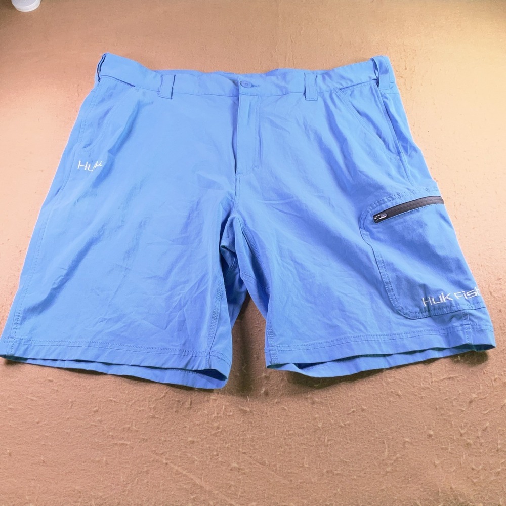 Huk Performance Fishing Shorts Mens XXL Blue Cargo Stretch Breathable Casual